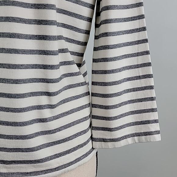 Madewell Keys 3/4 Sleeve Stripe Top in Natural Soft Gray XS - Picture 7 of 14